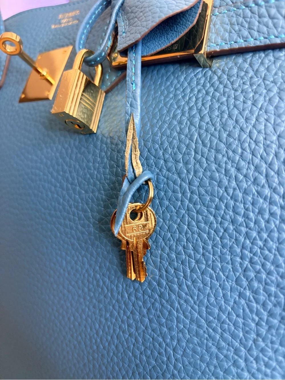 Teal Togo Top-Handle Satchel GHW VINTAGE PLK 68 lock Colvert Bleu de Prusse 35CM